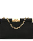 Satin Small Marlene Chain Clutch Black