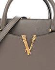 Grainy Calfskin Virtus Top Handle Tote Grey