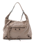 Arena Lambskin Classic Hardware Medium Le City Hobo Bag Sesame