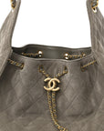Suede Quilted Medium CHNL 25 Handbag Dark Grey