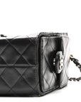 Shiny Crumpled Quilted Mini CHNL 25 Handbag Black