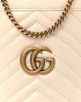 Calfskin Matelasse Mini GG Marmont 2.0 Bucket Bag White
