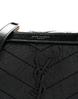 Crinkled Lambskin Matelasse Monogram Baby Niki Chain Satchel Black