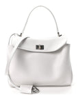 Natural Smooth Calfskin Mini Rodeo Top Handle Handbag Optic White