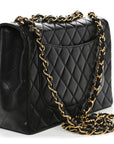 Lambskin Quilted Jumbo Single Flap Black