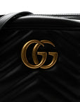 Calfskin Matelasse Small GG Marmont Chain Shoulder Bag Black