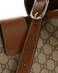 GG Icon Monogram Padlock Shoulder Bag Beige Dark Brown