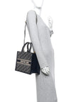 Oblique Calfskin Small Book Tote With Strap Blue Multicolor