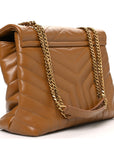 Calfskin Y Quilted Monogram Medium Loulou Chain Satchel Dark Natural