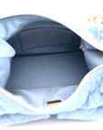 Washed Denim Quilted Large Trendy Pockets Hobo Blue