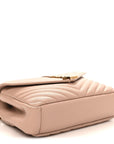 Sheepskin Matelasse Chevron Monogram Medium College Bag Rose Poudre