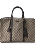 GG Supreme Monogram Medium Double Handle Briefcase Dark Brown