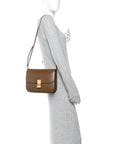 Box Calfskin Medium Classic Box Flap Bag Camel