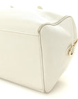 Grained Calfskin Palazzo Bowler White