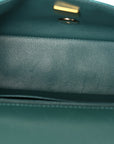 Shaded Patent Calfskin Quilted Mini Rectangular Flap Green Blue