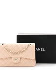 Caviar Quilted Medium Double Flap Beige
