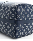 Calfskin Shadow Monogram Keepall Bandouliere 50 Ink Blue White