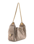 Suede Quilted Mini CHNL 25 Handbag Dark Grey