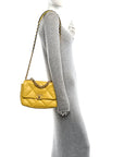Shiny Goatskin Quilted Medium CHNL 19 Flap Yellow