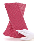 Nappa Intrecciato Crisscross Clutch Rosa Shock