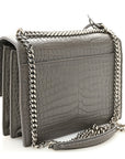 Calfskin Crocodile Embossed Medium Monogram Sunset Fog
