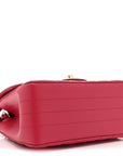 Lambskin Chevron Quilted Mini Square Flap Fuchsia