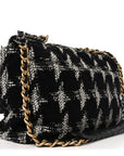 Tweed Quilted Maxi CHNL 19 Flap Black White