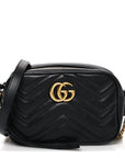 Calfskin Matelasse Mini GG Marmont Chain Shoulder Bag Black