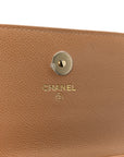 Caviar Quilted Business Affinity Clutch With Chain Flap Camel
