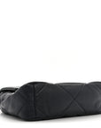 Goatskin Quilted Medium CHNL 19 Flap Navy Blue