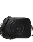 Pebbled Calfskin Small Soho Disco Bag Black