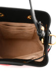 Suede Patent Web Small Ophidia Bucket Bag Hibiscus Red Black
