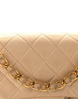 Lambskin Quilted Small Double Flap Beige
