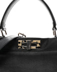 Vitello Dolce Shiny Nappa Plexglass Granite Medium Peekaboo Iconic Satchel Black