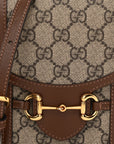 GG Supreme Monogram Mini Horsebit 1955 Crossbody Bag Beige Brown Sugar