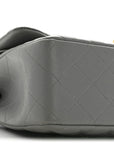 Caviar Quilted Jumbo Double Flap Grey