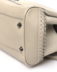 Grainy Calfskin Braided Small Canterbury Tote Beige