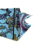 Canvas Embroidered Large Toile de Jouy Voyage Book Tote Celestial Blue