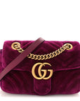 Velvet Matelasse Mini GG Marmont Shoulder Bag Fuchsia Violet Cyclamen