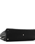Cuoio Romano Selleria Vitello Grace Glazed Fabric FF 1974 Large Peekaboo Iconic Essential Satchel Black