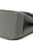 Caviar Quilted Jumbo Double Flap Grey