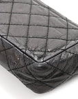 Glazed Calfskin Quilted Reissue Double Flap Clutch Black