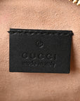 Suede Patent Web Mini Ophidia Round Shoulder Bag Black