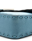 Metallic Cuoio Roma Sellerissima Nappa Sintetica Tape Stitch Mini Baguette Placca Argento