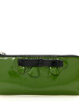 Patent Bow Flap Wallet Green Black