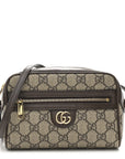 GG Supreme Monogram Textured Calfskin Super Mini Ophidia Shoulder Bag Beige Ebony New Acero