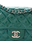 Patent Quilted Mini Rectangular Flap Turquoise