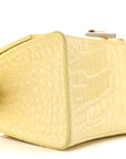 Calfskin Crocodile Embossed Small Hourglass Top Handle Bag Pale Yellow