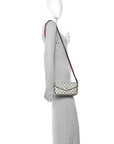 GG Supreme Monogram Textured Dollar Calfskin Web Mini Ophidia Envelope Shoulder Bag Beige Blue