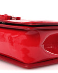 Patent Calfskin Quilted Small Plexiglass Boy Flap Red
